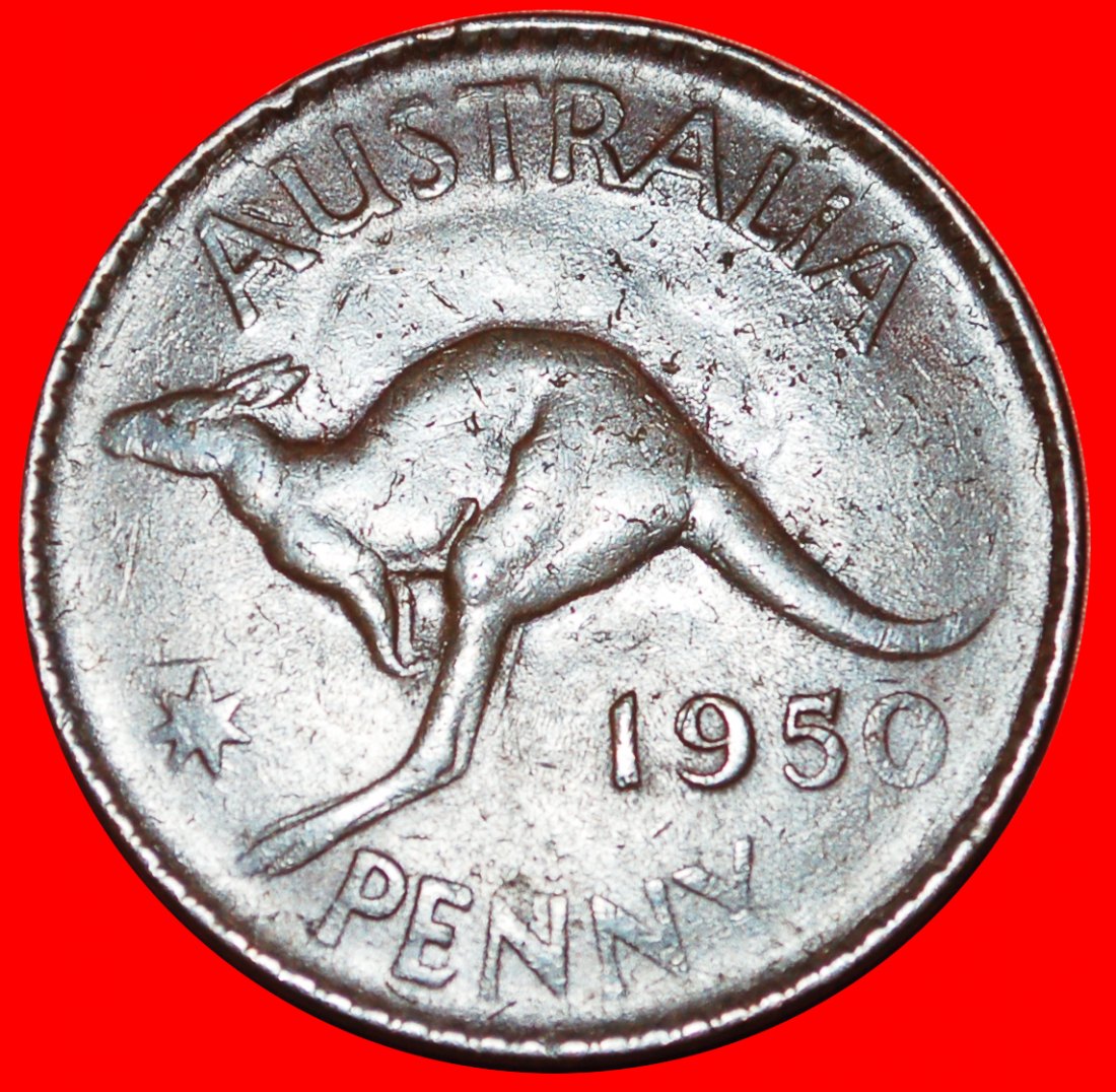  * GEORG VI. (1937-1952): AUSTRALIEN ★ 1 PENNY 1950 MELBOURNE! KÄNGURU RECHT! OHNE VORBEHALT!   