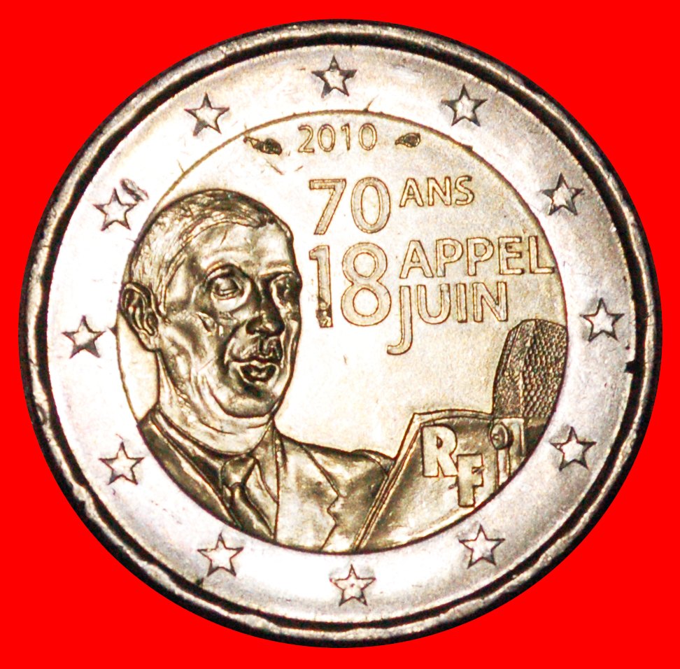  * DE GAULLE (1890-1970): FRANKREICH ★ 2 EURO 1940-2010 REDE! STG STEMPELGLANZ!★OHNE VORBEHALT!   