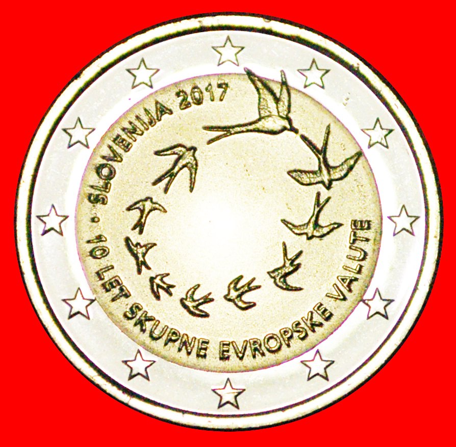 * SCHWALBEN: SLOWENIEN ★ 2 EURO 2017 STG STEMPELGLANZ! ★OHNE VORBEHALT!
