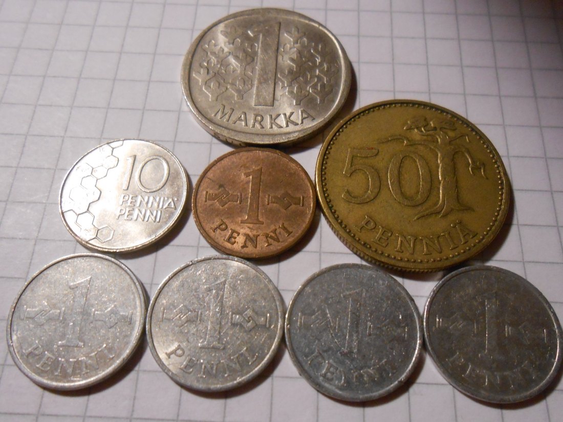  e.15 Finnland 8er Lot Kursmünzen sehr schön   