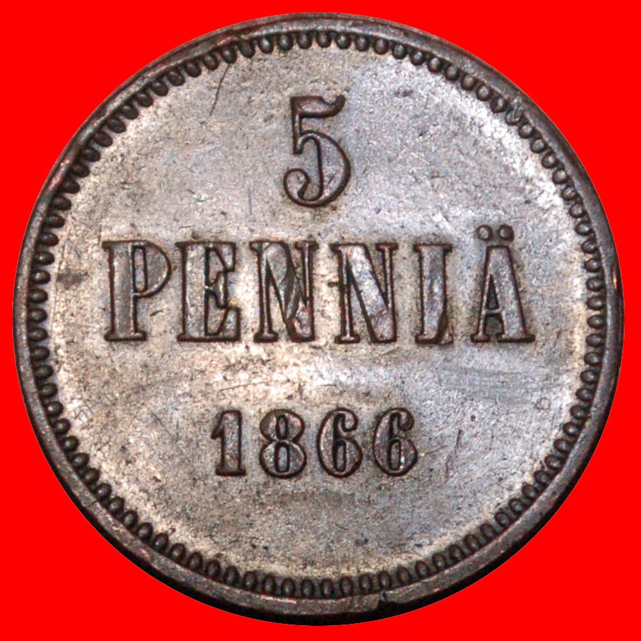  * VERÖFFENTLICHT: FINNLAND (russland, künftig die UdSSR) ★ 5 PFENNIG 1866 uSTG! ★OHNE VORBEHALT!   