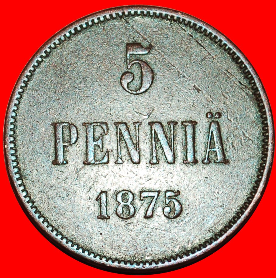  * TYP 1865-1875: FINNLAND (russland, künftig die UdSSR) ★ 5 PFENNIG 1875! ★OHNE VORBEHALT!   