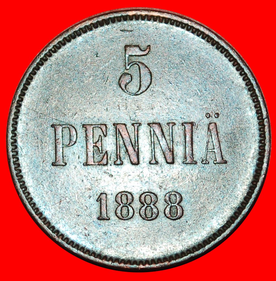  * TYPE 1888-1892: FINLAND (russia, the USSR in future)★5 PENCE 1888 UNCOMMON★LOW START ★ NO RESERVE!   