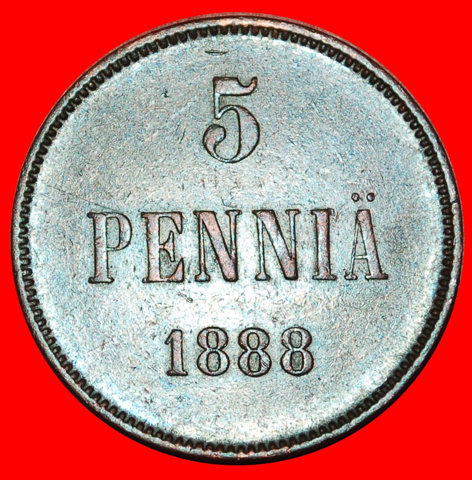  * TYP 1888-1892: FINNLAND (russland, künftig die UdSSR)★ 5 PFENNIG 1888 UNGEWÖHNLICH★OHNE VORBEHALT!   