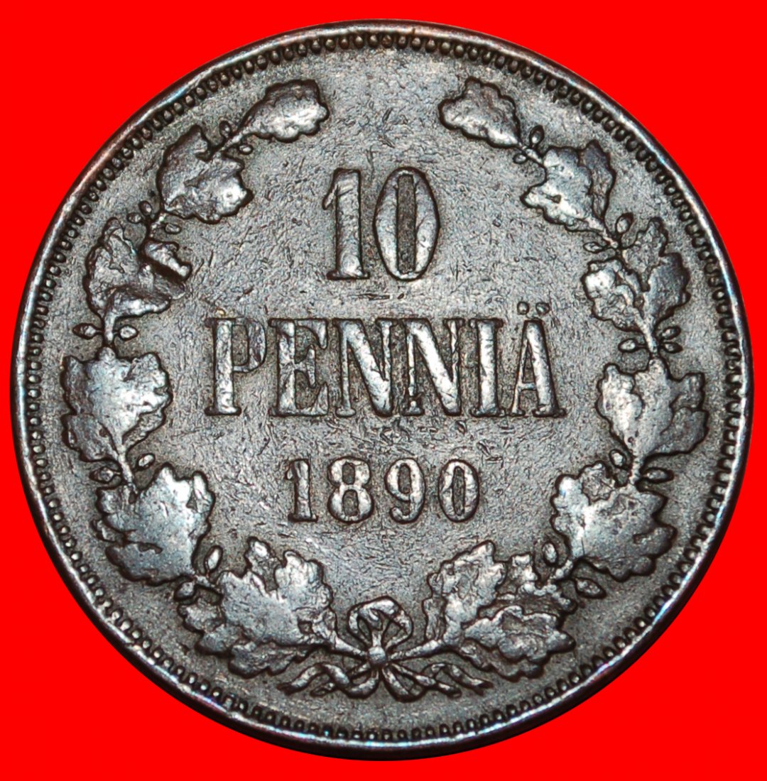  * TYP 1889-1891: FINNLAND (russland, künftig die UdSSR) ★ 10 PFENNIG 1890 SELTEN! ★OHNE VORBEHALT!   