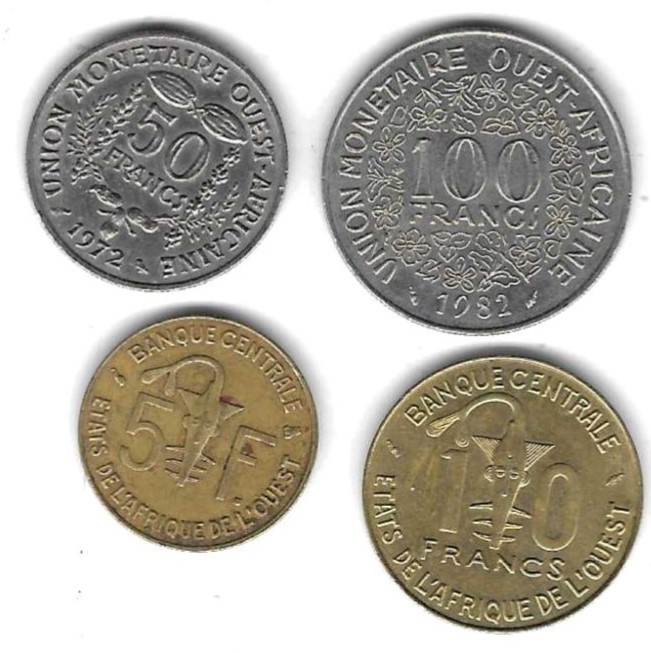  Westafrikanischer Staat Lot mit 4 Münzen, SS - Stempelglanz, Einzelaufstellung und Scan siehe unten   