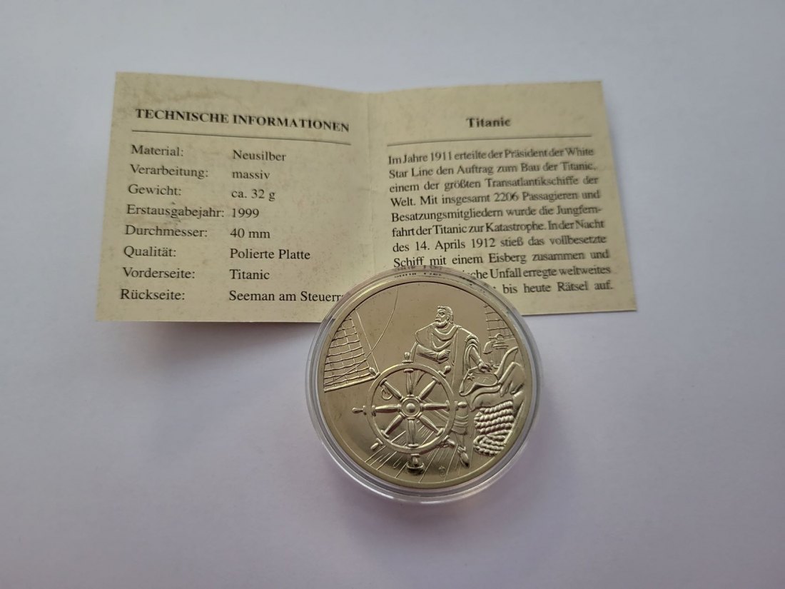  Medaille Titanic Eroberung der Weltmeere Neusilber Spittalgold9800 /00   