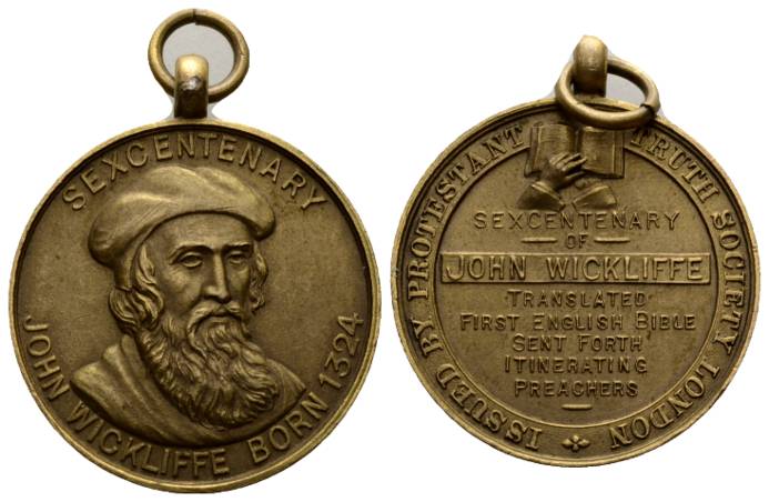 Medaille o.J. - John Wicklife; Bronze; tragbar, 18,91 g; Ø 32 mm   