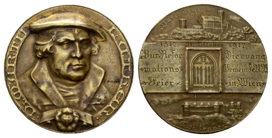  Medaille 1972 - Martin Luther; Messing; 7,28 g; Ø 24 mm   