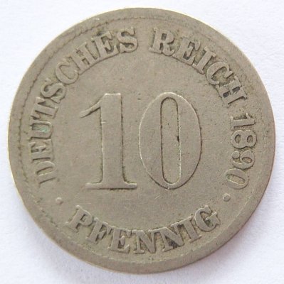  Deutsches Reich 10 Pfennig 1890 J K-N s   