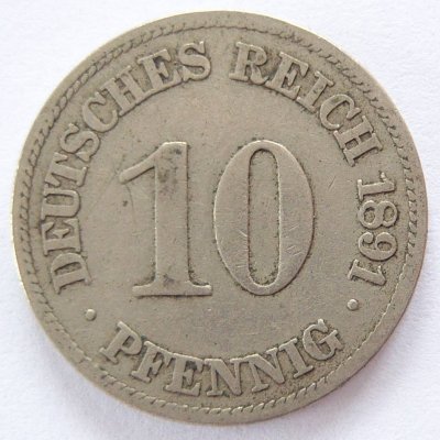  Deutsches Reich 10 Pfennig 1891 E K-N s-ss   