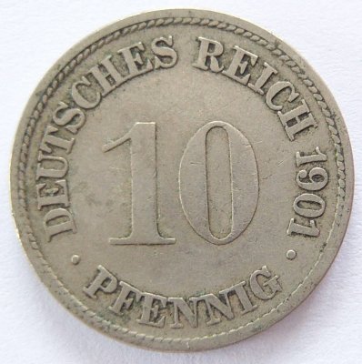  Deutsches Reich 10 Pfennig 1901 G K-N ss   