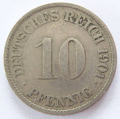  Deutsches Reich 10 Pfennig 1901 J K-N ss   