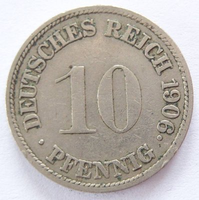  Deutsches Reich 10 Pfennig 1906 G K-N ss   