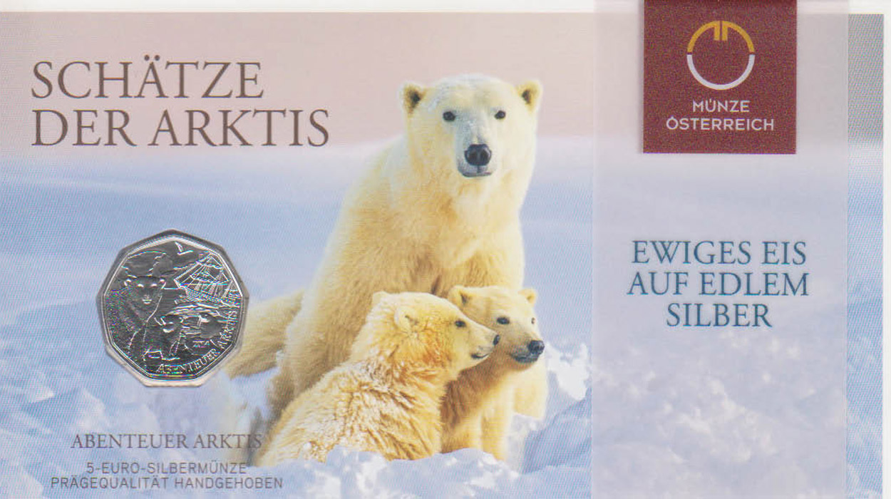  Offiz 5€ Silbermünze Österreich *Abenteuer Arktis* 2014 *hgh* max 50.000St!   