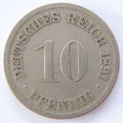  Deutsches Reich 10 Pfennig 1891 D K-N s   