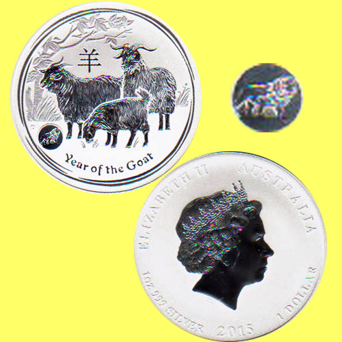  Australien 1$ Silbermünze *Jahr der Ziege* mit Privy *Löwe* 2015 1oz Silber max 8.500St!   