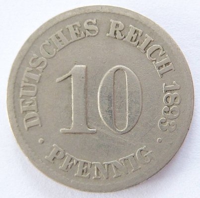  Deutsches Reich 10 Pfennig 1893 J K-N s   