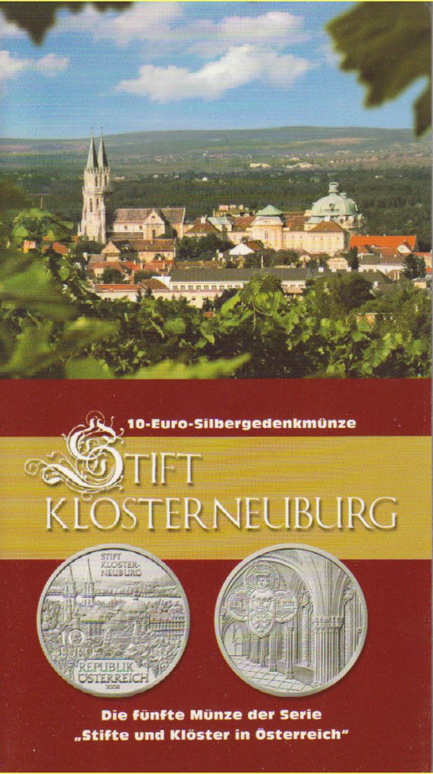  Offiz. 10 Euro Silbermünze Österreich *Stift Klosterneuburg* 2008 *hgh* max 40.000St!   