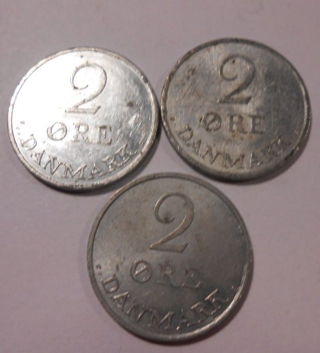  e.36 Dänemark 2 Öre 2x 1969, und 1971   