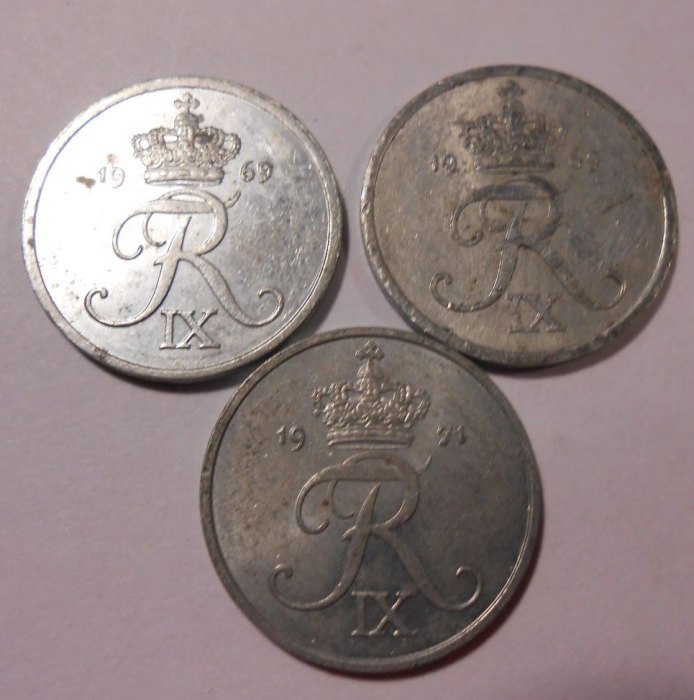  e.36 Dänemark 2 Öre 2x 1969, und 1971   