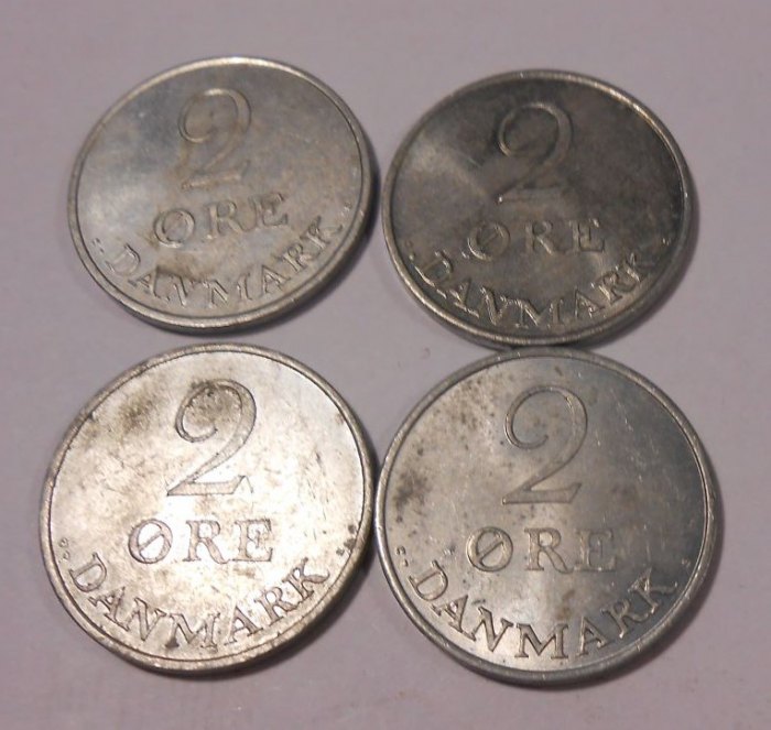  e.37 Dänemark 2 Öre 2x 1969, 1970 und 1971   