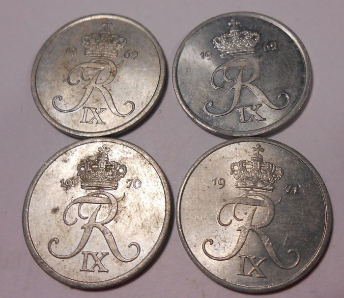  e.37 Dänemark 2 Öre 2x 1969, 1970 und 1971   