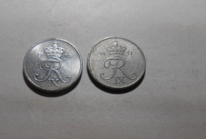  e.34 Dänemark 1 Öre 1970 + 1971   