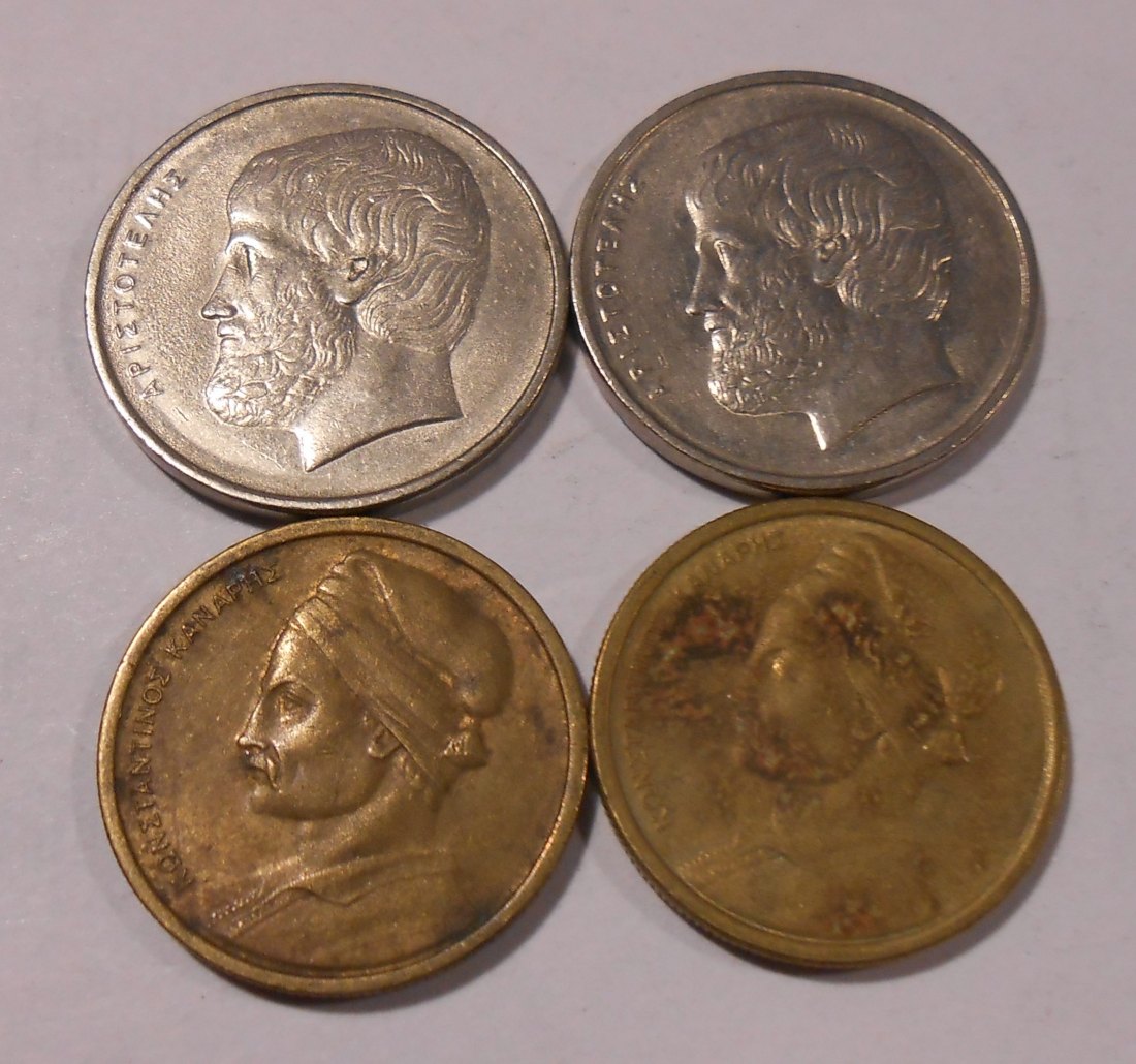  e.13 Griechenland, 1 Drachme 1982+1984 und 5 Drachmen 1982+1982   