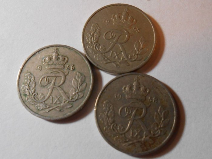  e.43 Dänemark 10 Öre 1955,1956 und1958   