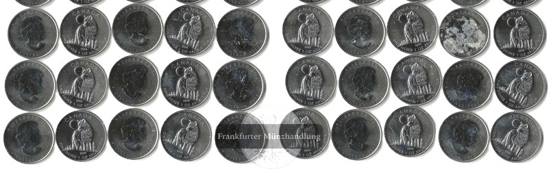  Kanada  15 x 5 Dollar  2011  Wolf   FM-Frankfurt   Feinsilber: 466,55g   