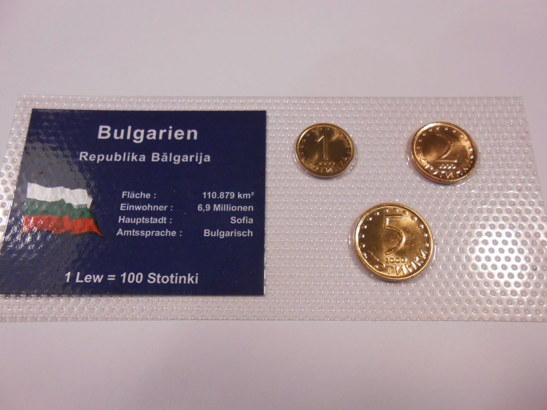  Bulgarien 3 diverse Kursmünzen 2000,  im Blister   