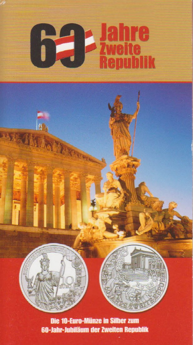  Offiz. 10€ Silbermünze Österreich *60 Jahre Zweite Republik* 2005 *hgh* max 40.000St!   