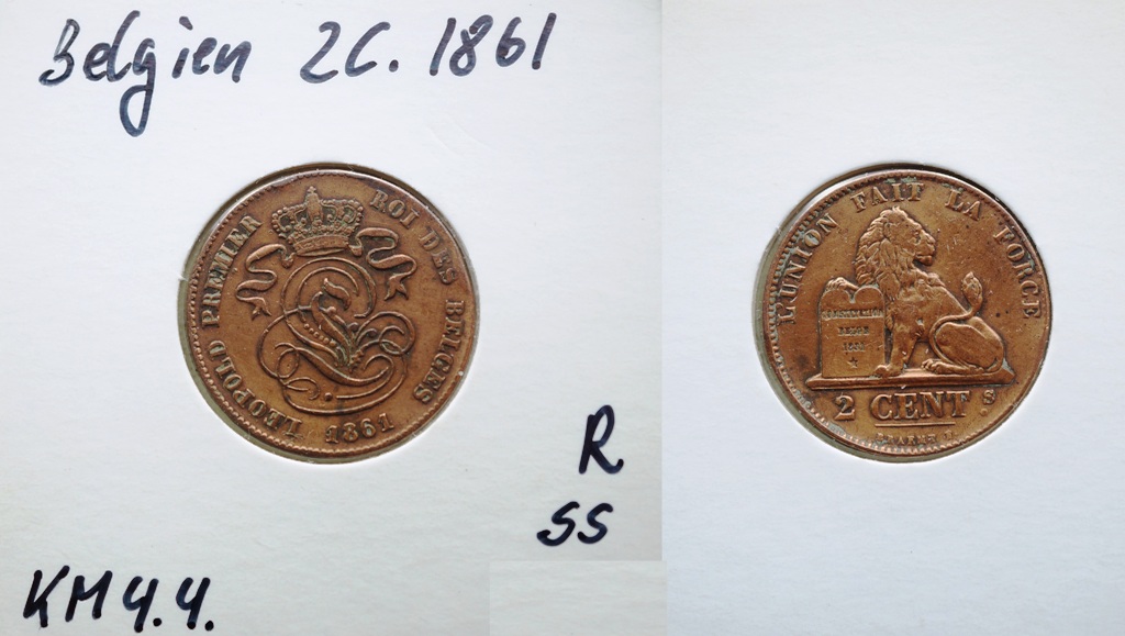  Belgien, 2 Centimes 1861   