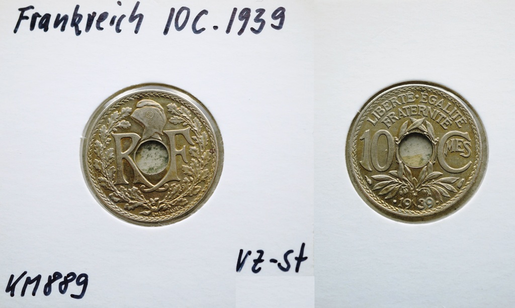  Frankreich 10 Centimes 1939   