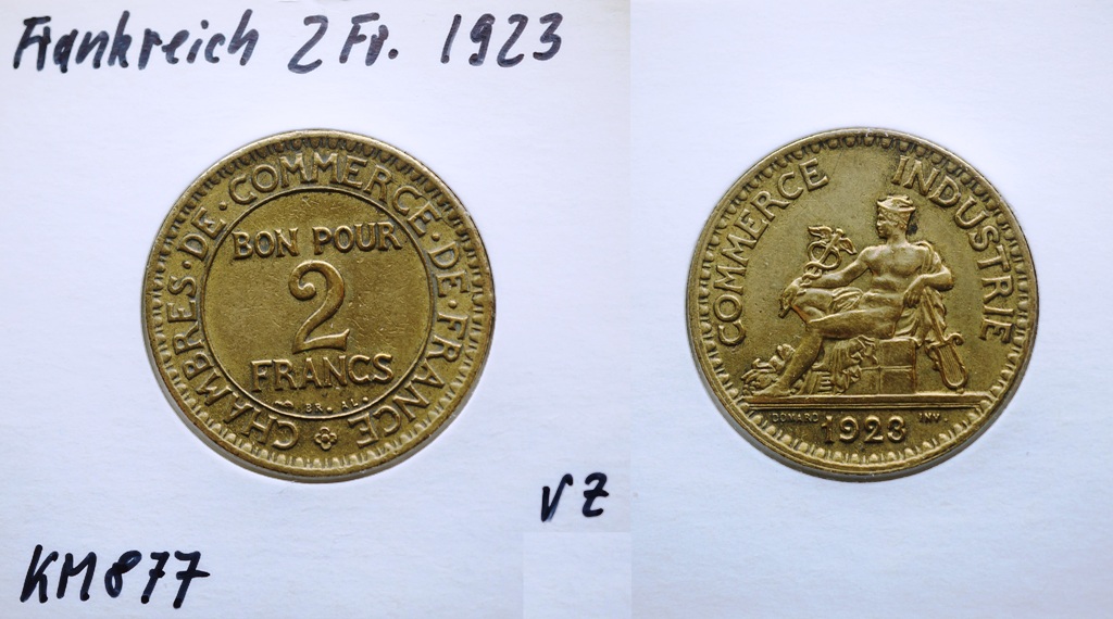  Frankreich 2 Francs 1923   