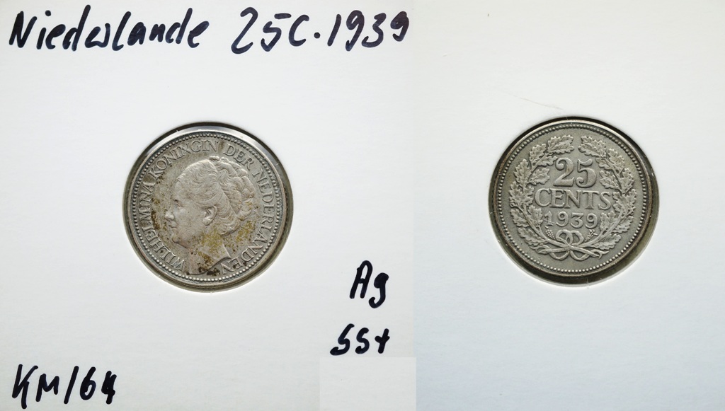  Niederlande, 25 Cent 1939   