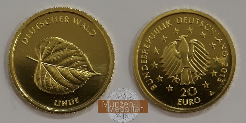 BRD  20 Euro MM-Frankfurt  Feingold: 3,89g Deutscher Wald - Linde 2015 A 