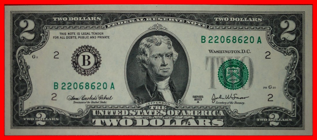  * JEFFERSON (1801-1809): USA ★ 2 DOLLARS 2003! COMMEMORATIVE 1976-2017!  ★LOW START ★ NO RESERVE!   