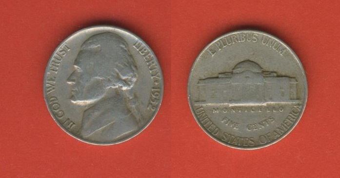  USA 5 Cents 1952   