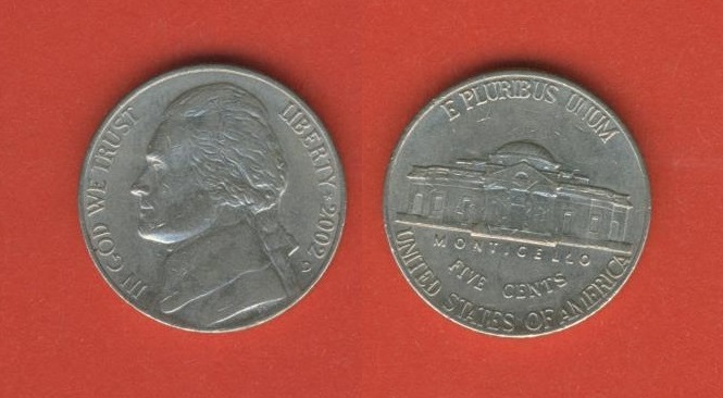  USA 5 Cents 2002 D   