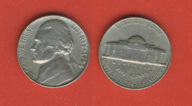  USA 5 Cents 1964 D   