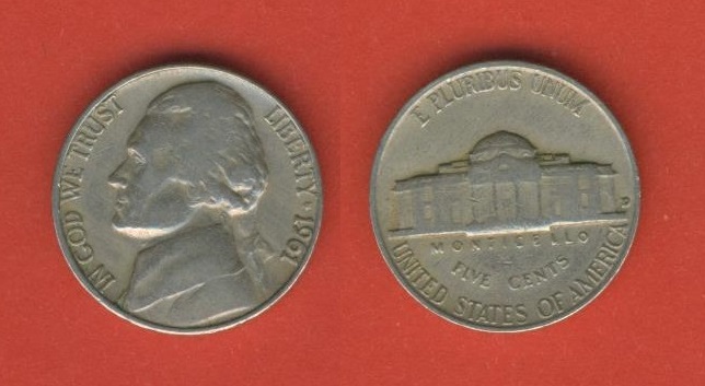  USA 5 Cents 1961 D   