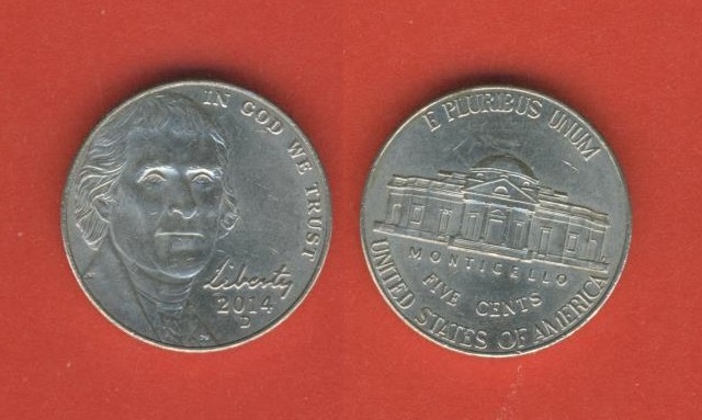  USA 5 Cents 2014 D   