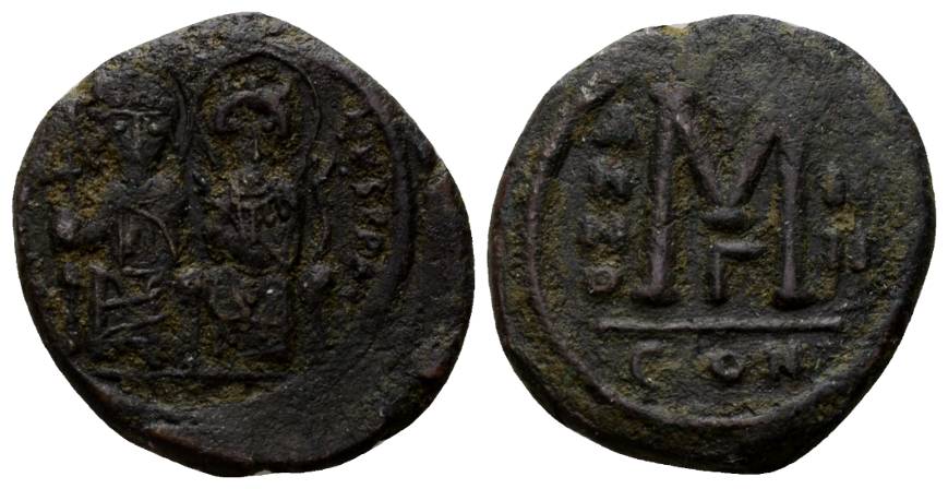  Antike, Byzanz (Justinus II & Sophia), Bronze MIB 43; 15,48 g   