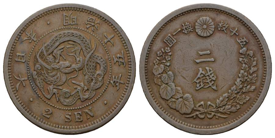  Japan; 2 Sen; 14,33 g; Ø 31,75 mm   