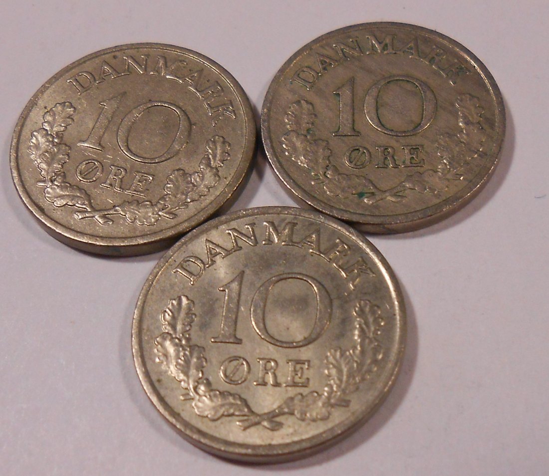  e.47 Dänemark 10 Öre 1969 1970 1971 Lot 1   