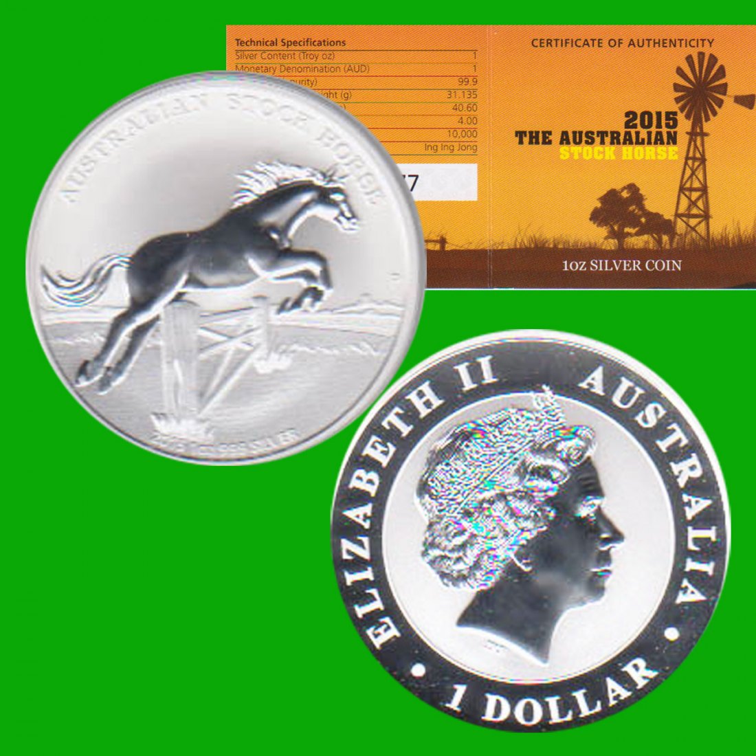  Australien 1$ Silbermünze *Stock Horse* 2015 1oz Silber nur 10.000 Stück!   