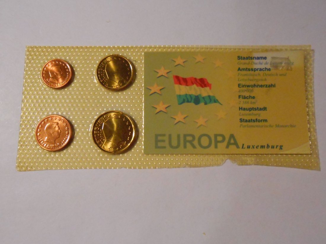  Luxemburg Kursmünzen 1 Cent bis 20 Cent 2004 PP im Blister   