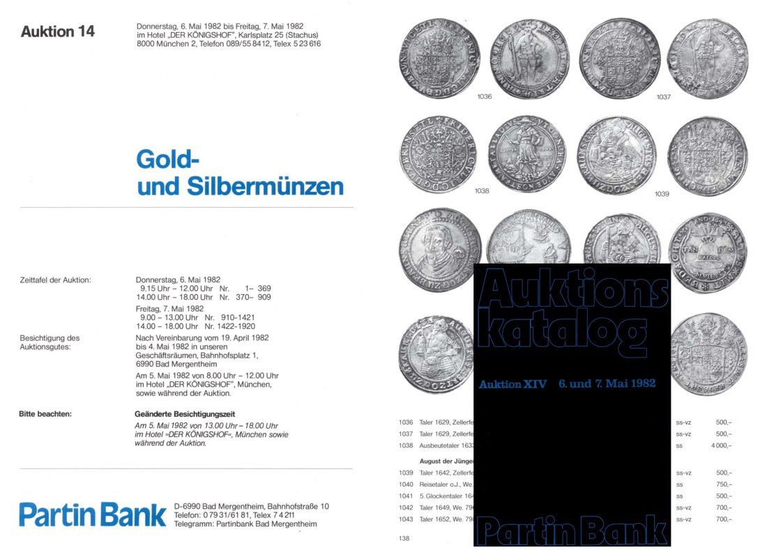  Bankhaus Partin Auktion 14 (1982) Gold & Silbermünzen ua Serie Braunschweig / Serie Münzwaagen   